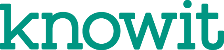 Bilden visar ordet "knowit" med små gröna bokstäver på en transparent bakgrund.